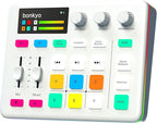 Bonkyo Gaming Audio Mixer & USB Interface with XLR Microphone, Bluetooth 5.0, RGB Effects, 48V Phantom Power, Voice Changer, G1 Sound Card for PS5, TikTok Live Streaming, Podcasting（White）