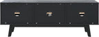SAFAVIEH ESMA TV Stand for up to 65" Flatscreen – Black, Sliding Doors with Interior Storage, Entertainment Media Console (MED9640B)