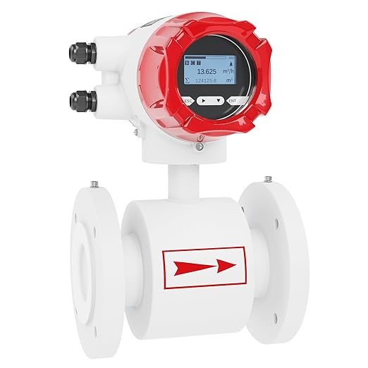 Electromagnetic Flow Meter,High-Precision Industrial Flowmeter Digital Display IP65 Protection 4-20mA Output Pipe Sensor for Wastewater, Sewage, and Seawater（DN20)