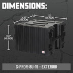 Gator Cases Pro Series 19" Depth 8U Rolling Rack Case with Recessed Wheels, Black