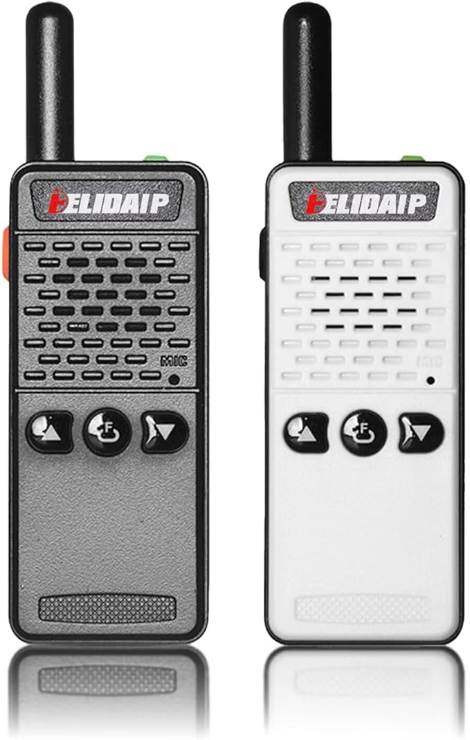 ELIDAIP T-M2 Ultra Mini Walkie Talkies,Rechargeable Two Way Radios Long Range,Portable Two Way Radios Small Walkie Talkies for Adults for Cruise Hiking Hunting Skiing Supermarket (Black&White,2 Pack)