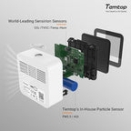 Temtop M10+ Indoor Air Quality Monitor, CO2 Monitor for Home, 6-in-1 PM2.5 & VOC Detector, E-Ink Display, 60-Day Battery, App-Connected Temperature & Humidity Sensor