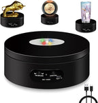 YVV LED Rotating Display Stand, Lighted Base-Crystal Glass Art, 360 Degree Automatic Mute Rotating Turntable, Motorized Display Stand with Colorful Lights, Tumbler Supplies Spinner 4.72in