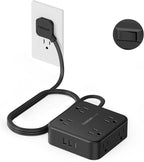 TESSAN Surge Protector Power Strip Black, 5 Ft Flat Plug Extension Cord with 3 USB (1 USB C) 8 Outlets, 900J Surge Protection, 3 Sided Outlet Extender with Power Switch for Office, Dorm Room