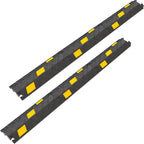 OranLite 6 Pack 1-Channel Rubber Cable Protector Ramp, 17" x 6" x 1.3" inch Interlocking Floor Wire Cord Cable Cover, Visible at Night, Durable Rubber Speed Bump Hump Ramp (1-Channel 6 Pack)