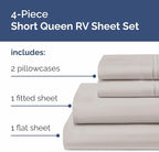 RV Short Queen Sheet Set 60 X 75 - 4 Piece RV Short Queen Bed Sheets - Soft, Breathable & Cooling - Designed for Bunks, Trailers & Camper - Fits 8” to 12" Mattress - Hotel Luxury Bedding - Light Grey