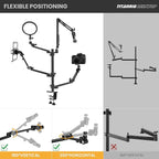 TARION Overhead Camera Desk Mount: 4-in-1 Heavy Duty Mount Set with 1 Mic Boom Stand + 3 Articulating Arms for DSLR Cameras Ring Light Monitor Laptop - Live Stream Stand TitanRig Desk