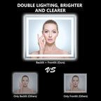 YEELAIT 28x36 Inch LED Bathroom Mirror with Lights Front and Backlit Lighted Vanity Mirror for Bathroom Wall with 3 Colors Dimmable Anti-Fog Memory Shatter-Proof IP54 Waterproof Horizontal/Vertical