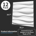 Art3d Decorative 3D Wall Panel, 32 Sq.FT PVC Interior Wall Decor for Living Room, Bedroom, Lobby, Office, Shopping Mall, White