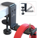 APPHOME Headphone Stand Hook for Desk, Foldable Under Table Headset Holder with Built-in Cable Clip Organizer, Clamp Hanger Mount for PC Gaming, Office, Backpack, Bag, Purse Hanging