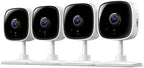 Tapo 1080P Indoor Wired Security Camera - Works as a Baby & Pet Monitor, Motion Detection, 2-Way Audio, Siren, Night Vision, Subscription-Free Local or Optional Cloud, Works with Alexa, C100(4-Pack)
