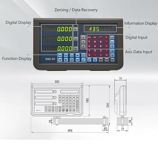 3 axis DRO Digital readout Linear Scale Set for milling Machine (270mm x 520mm x 1020mm (10"x20"x40"))