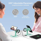 EXW Charging Station, Magnetic Wireless Charger,5 in 1 Fast Mag-Safe Wireless Charger Stand for iPhone 17/Air/16/15/14/13/12 Pro/Max/Mini/Plus, Apple Watch 10/9/ 8/7/6/SE/5/4/3/2 and Airpods 3/2/Pro