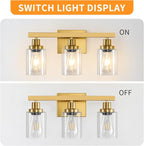 DIKAIDA 3 Light Gold Bathroom Light Fixtures, Bathroom Vanity Light Over Mirror, Gold Wall Sconce Vanity Lighting with Clear Glass Shade,Modern Farmhouse Bath Wall Lamp for Mirror Kitchen