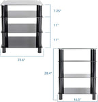 Mount-It! Tempered Glass AV Component Media Stand, Audio Tower and Media Center with 4 Shelves, 88 Lbs Capacity, Black Silk (MI-8670)