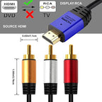 HDMI to RCA 10FT Cable with IC, HDMI Male to 3-RCA BL AV Cable Video Audio Component Converter Adapter 1080P Cable for TV HDTV DVD