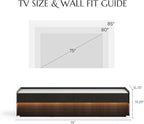 POVISON Fully-Assembled Mid Century Glossy Sintered Stone TV Stand, 78.74" Wood Media Console with Adjustable LED Light, Entertainment Center with Storage for Living Room