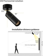 Gpaillumic Led Modern Directional Spotlight, Zoomable Monopoint Ceiling Spot Light for Indoor Cafeteria Foyer Living Room Warm White