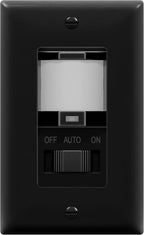 TOPGREENER in Wall PIR Motion Sensor Light Switch, Occupancy Sensor Switch, 𝐍𝐞𝐮𝐭𝐫𝐚𝐥 𝐖𝐢𝐫𝐞 𝐑𝐞𝐪𝐮𝐢𝐫𝐞𝐝, On/Off Override, 𝐒𝐢𝐧𝐠𝐥𝐞 𝐏𝐨𝐥𝐞, 4A, 500W, TSOS5-BKWP,Black