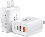 USB C Charging Block, 2-Pack 40W 4 Ports USBC Wall Charger Plug Fast Charging, iPhone Charger QC Multiport Adapter Charger Type C Box Brick Cube for iPhone 17 16 15 14 13 12 11 Pro Max, Samsung Phone