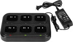 SAMCOM Six Way Charger Multi Unit Rapid Gang Charger Station with Removable AC Adapter Compatible with FPCN30A Walkie Talkie and Battery (1 Pack)