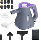 awasky Steam Cleaner: 10s Fast Heating-Lockable Steam Trigger-Large Tank-Refill Anytime-No Cooling-14 PCS Kit-Hand Held HandHeld Multi Portable Steamer for Home Kitchen Grout Tile Shower Cleaning Grey