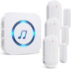 SanJie Door Sensor Chime for Door Opens， Door Entry Chime for Business/Home/Office/Store,500 FT Range,26 Chimes 5 Adjustable Volume Door Ringer Alert 3 Sensors + 1 Receivers