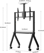 Sylvox Outdoor TV Rolling Cart, Heavy-Duty Y-Type Mobile TV Stand for 43–55 inch TVs, Weatherproof Alloy Steel, 360° Locking Wheels, Outdoor TV Cart with Adjustable Shelf, Fits VESA 100×100 to 700×500