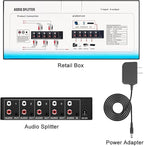FlyroadUp 3.5mm Aux + RCA L/R Audio Splitter 1 in 4 Out Stereo Analog Audio Distributor Box