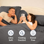 Split Head King Sheets Set - Top Split King Sheets for Adjustable Beds, Easy-Fit Split Head King Mattress - Flex Split Top King Sheets, Easy-Fit, Breathable, Deep Pocket Split King Sheets - Dark Grey