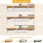 SUREUP9 No Drill Under Desk Cable Management Tray, 36" Cord Organizer with Clamp, Fabric Cable Management for Standing Desks, Ideal for Home & Office - White