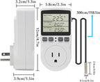 KETOTEK Digital Thermostat Outlet Plug Temperature Controller Outlet Socket 120V Heating Cooling Control 110V 15A Celsius Fahrenheit Display White