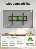 USX MOUNT Tilting TV Wall Mount for Most 37"-95" Flat Curved Screen Television, TV Bracket with Max VESA 600x400mm up to 132lbs, Low Profile Tilt Mount for 16", 24" Stud