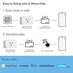 Z-Wave Dimmer Plug 800 Series Zwave Smart Plug，Dimmable Outlet Built-in Repeater Range Extender，Z-Wave Hub Required, Compatible with Smartthings, Alexa and More,FCC and ETL, 200W