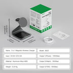 Bonola Wireless Charger for Samsung: Magnetic 3 in 1 Wireless Charging Station for Samsung S25 S24 Ultra S23 S22 S21, Aluminum Alloy Charger Dock Stand for Galaxy Watch Ultra/7/6/5/4, Buds 2/2 Pro