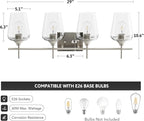 VONLUCE Bathroom Vanity Light, 4 Light Bathroom Light Fixture Over Mirror, Bathroom Wall Lamp with Clear Glass, Modern Vanity Lighting for Bathroom, Bedroom, Hallway, Brushed Nickel, ETL Certificated
