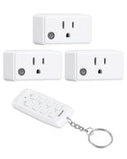 Wireless Remote Control Outlet with All On/Off Switch, 200FT RF Range, Mini Electrical Outlet Plug, 15A/1875W High-Power Switch for Christmas Lights, Fans, Household Appliances (3 Outlets + 1 Remote)