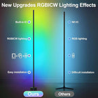 Miortior Corner Floor Lamp, 2 Pack LED Corner Lamp with App/Remote/Button Control, Smart RGB Floor Lamp with 16 Million DIY Colors & 68+ Scene, Music Sync for Living Room, Bedroom, Gaming Room