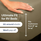 RV Short Queen Sheet Set 60 X 75 - 4 Piece RV Short Queen Bed Sheets - Soft, Breathable & Cooling - Designed for Bunks, Trailers and Campers - Fits 8” to 12" Mattress - Hotel Luxury Bedding - Khaki