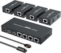 HDMI Extender Splitter 1x4 HD 4K @60Hz Over CAT5/CAT6/CAT7 Ethernet Cable–Up to 196ft-Loop Out-Equipped with IR POC and EDID