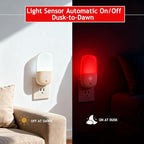 670nm Red Light Night Light for Sleep Therapy, 2 Pack Auto On/Off Dimmable Night Light with Dusk to Dawn Sensor, LED Night Lights Plug into Wall Promote Melatonin Natural Sleep for Baby Kid Adult Room