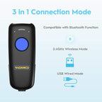 NADAMOO 1D Wireless Barcode Scanner Compatible with Bluetooth, with Charging Dock, Portable USB Bar Code Scanner for Inventory, 2.4G Wireless & Wired Barcode Reader for Tablet iPhone iPad Android iOS