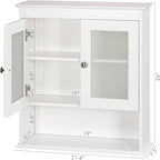 Spirich Bathroom Cabinet Wall Mounted, Medicine Cabinet Organizer with Glass Doors and Adjustable Shelves, Bathroom Wall Cabinet Over Toilet, White