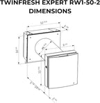 VENTS-US Twinfresh Expert RW1-50-2 Wifi - Ductless Through The Wall Ventilation Fan with Remote & App Control, Provides Fresh Air Intake, and Stale Air Exhaust