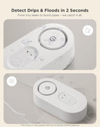 GoveeLife Water Leak Detector 3 Pack with 105dB Adjustable Alarm, Water Alarm with Dual Sets Sensor Probes Leaks and Floods. Suit for Home, Basement, and Kitchen(Cannot Connect to Wi-Fi Directly)
