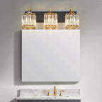 FDPBY Modern Bathroom Vanity Light 3-Lights Black Gold Crystal Wall Lamp Bathroom Modern Crystal Vanity Lighting