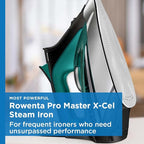 Rowenta Pro Master Stainless Steel Soleplate Steam Iron for Clothes, 210 g/min, 400 Microsteam Holes, Cotton, Wool, Poly, Silk, Linen, Nylon, 1775 Watts Iron Steamer for Clothes, Powerful Steam DW8360