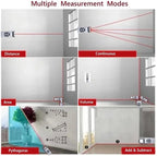 Laser Measuring Tool 131FT Laser Rangefinder Tape FT/M/INCH Compact Laser Measuring Tape with Electronic Level and flash USB Charging continuous/angle/área/volume/pythagorean measurement