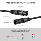 2 Pack XLR Splitter Cable,1 Maleto 2 Female, 1.5FT Stereo Mic to L&R Audio Y-Splitter Cable