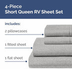 RV Short Queen Sheet Set 60 X 75 - 4 Piece RV Short Queen Bed Sheets - Soft, Breathable & Cooling - Designed for Bunks, Trailers & Campers - Fits 8” to 12" Mattress - Luxury Bedding - Heathered Grey